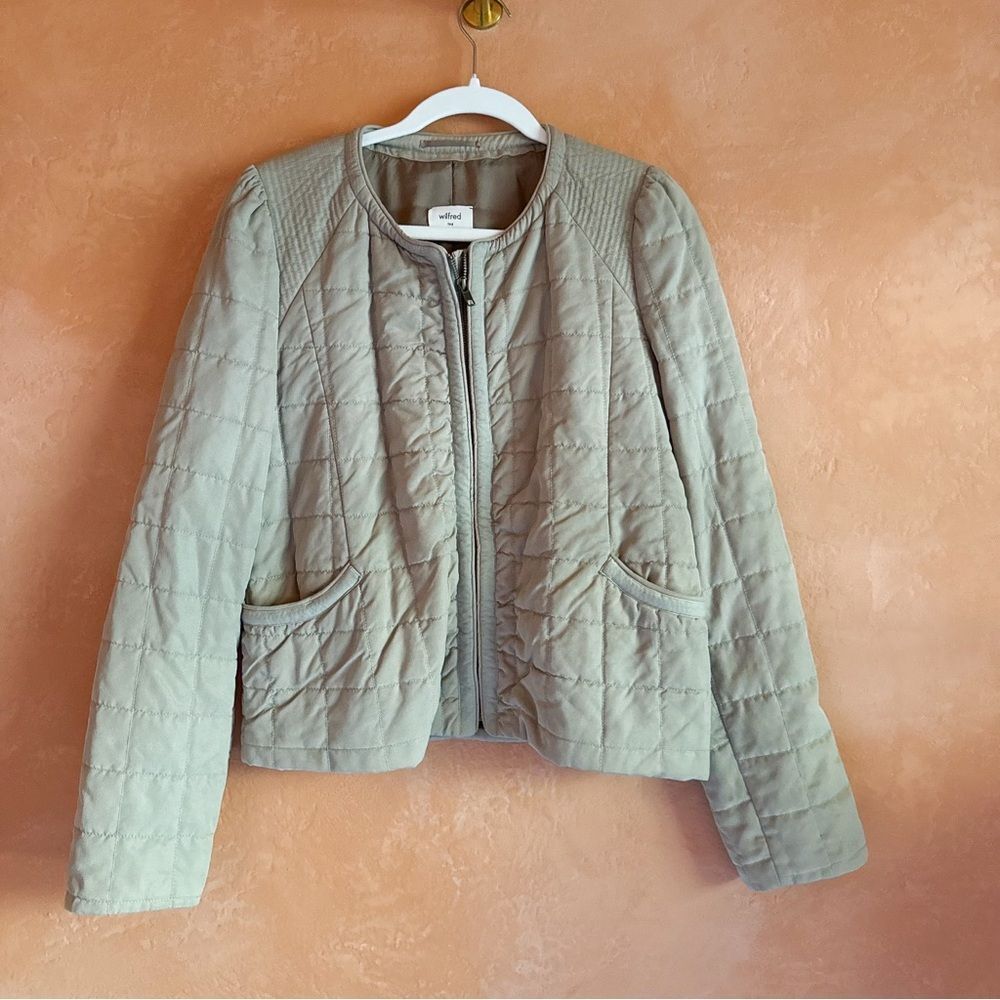 Wilfred Aritzia Quilted Zip Jacket Women’s 10 Olive Green Lightweight Coat